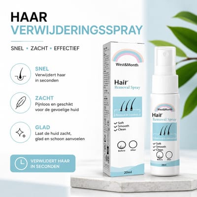 West&Month Classic - Hair Removal Spray - Snel Haar Verwijderen - Zacht, Glad & Schoon - Pijnloze Ontharing voor Lichaam & Gezicht - Draagbaar - 20ml