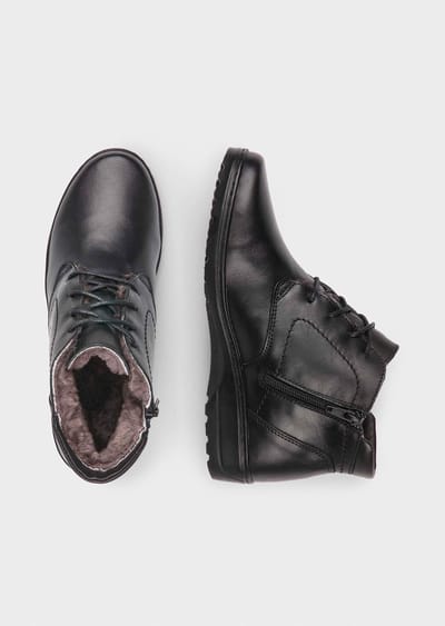 Enkellaarsjes met vetersluiting en ritssluiting - zwart - Gr. 36 van Goldner Fashion