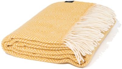 WOOOL Plaid - Diamond (Geel) - 140x200cm - 100% Wol