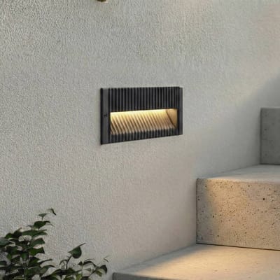 Lucande LED wand inbouwlamp Tavion, 25 cm, antraciet, IP65
