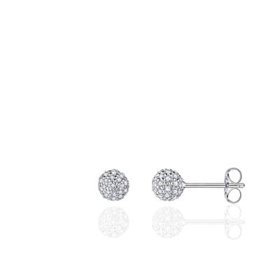 Gisser Jewels - Oorbellen - Oorstekers Bol gezet met Zirkonia - 5mmØ - Gerhodineerd Zilver 925 - E1026/5 - Sieraad - Dames - Oorknopjes - 925 Zilver