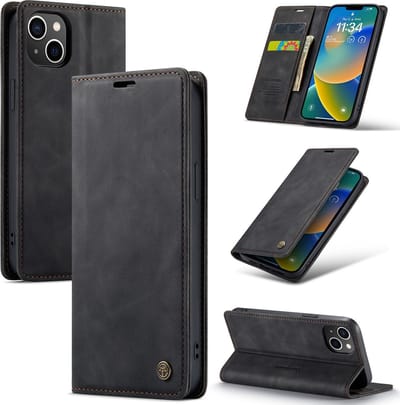 CaseMe - Telefoonhoesje geschikt voor Apple iPhone 15 Plus - Wallet Book Case - Met Magnetische Sluiting - Zwart