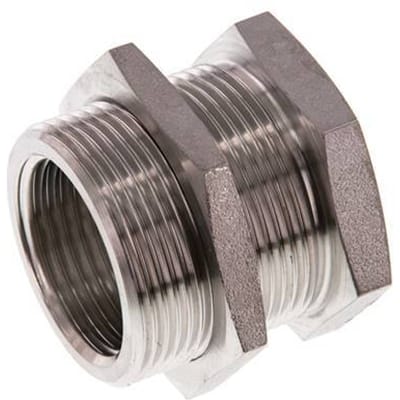 G 1'' x M42x2 F/M RVS Schotdoorvoer Koppeling 40 Bar - FL2S-FM-ST-100G-M42-B