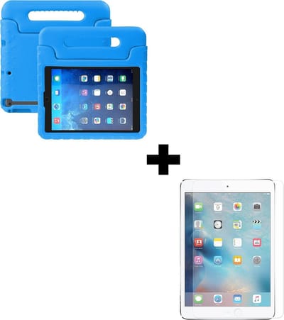 Hoesje - Geschikt voor Apple iPad 2/3/4 (2011/2012) - 9.7 inch - 2e/3e/4e Generatie - Met Screenprotector - Kinderhoes - Shockproof Bumper - Kidsproof Case - Tablethoes - Kinder Hoes Cover - Blauw
