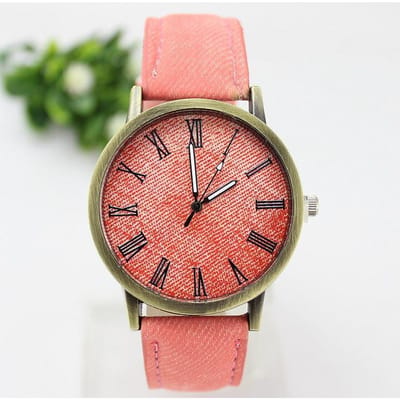 Trendy unisex horloge canvas horloges Romeinse denim riem wijzerplaat mode heren en dames quartz beige