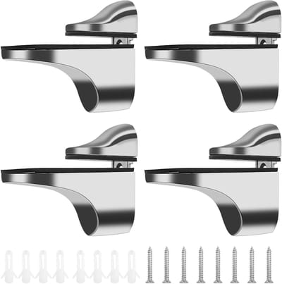 ZEYNOMAX- Plankbeugel Verstelbaar - Zinklegering Wandsteun - 4 Stuks - Geschikt voor Planken 3-20 mm - Eenvoudig te Installeren - Afmetingen L 56 mm / B 24 mm / H 50 mm