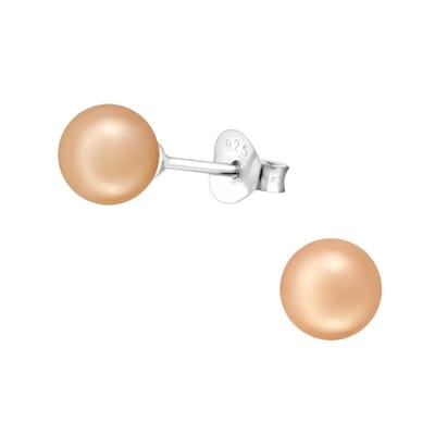 Aramat Jewels | Oorbellen | Zilveren Pareloorbellen - Licht Zalmkleurig - 6mm | | | |6mm | Zilver | Kinderen, Volwassenen | Verkleurd niet