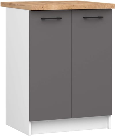 Keukenkast modulaire OLIWIA S60 met Verkblad / Onderkast met 2 Deuren / AKORD Furniture Factory / Wit - Grafietgrijs / 60 x 85 x 46 cm