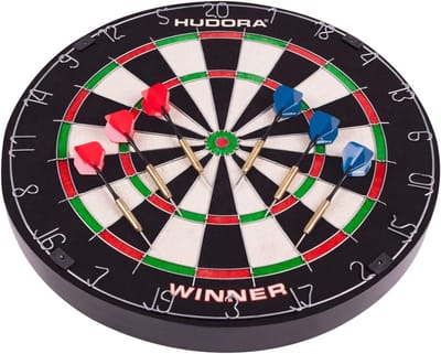 Dartbord Set - Pijltjesbord - Wedstrijd Darts - Officieel Toernooi Bord - 45.8 cm Doorsnee - Zwart