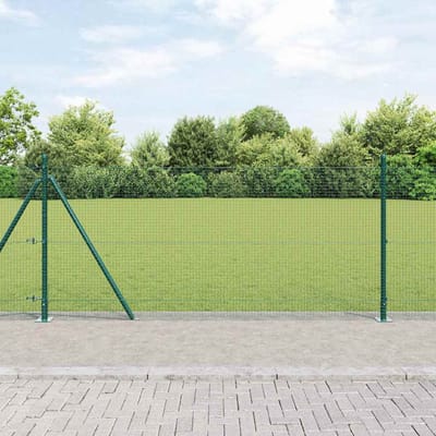 vidaXL - gelast - draadhek - met - betonnen - voetstuk - 10 - x - 0,8 - m - Groen - Mesh
