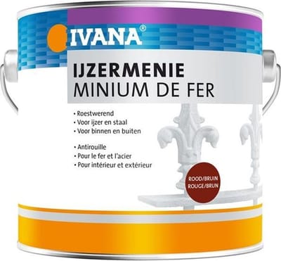 Ivana ijzermenie - roestwerende grondverf - roodbruin - 2,5 l - ijzer/staal