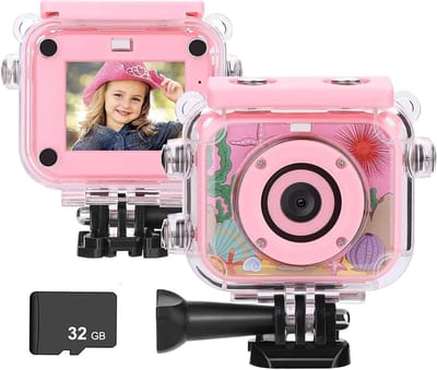 Oplaadbare Kindercamera - Waterdichte Actiecamera voor Kinderen - Creatieve Fotografie en Video - Inclusief Accessoires