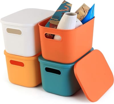JGS Premium - Kleurrijke stapelbare opbergdozen - Organizer voor keuken, badkamer, slaapkamer - Set van 4 stuks
