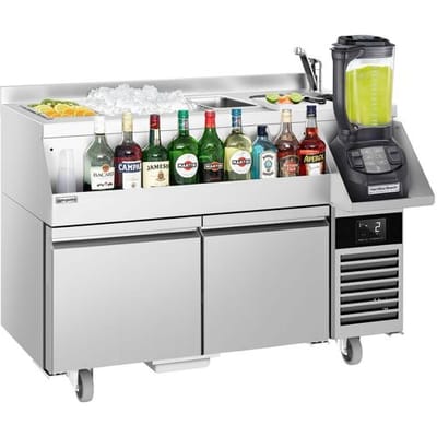 GGM Gastro Bar-Cocktail-Getränkekühltisch - 1200mm - 150 Liter - 2 Schubladen & 230V Steckdose Zilver