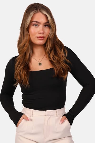 Getdrezzed Top - Maat: XS - Longsleeve body vierkante hals zwart