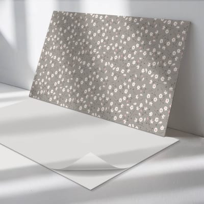 Wallfluent Vinyl Wandpaneel - Achtergrond met bloemenpatroon Zelfklevende Wandbekleding - 100 cm x 50 cm - Grijs Vinyl Wandpaneel - 1 stuk - Rechthoekig Wandbekleding Vinyl - Bloemen Wandpaneel - Wandpaneel PVC - Wandpaneel Keuken en Badkamer