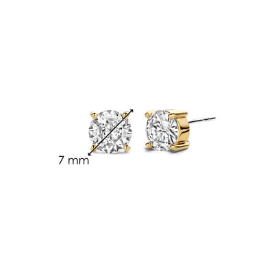 TI SENTO Dames Oorbellen - 925 zilver - Zirkonia met geel verguld - 7319ZY