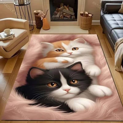 15 MATEN Twee Schattige Kittens Print Tapijt Vloerkleed voor Slaapkamer Woonkamer Bedzijde Bank Vloermat Modern Huisdecoratie Gebiedskleed Luxe Cadeau 60*90cm