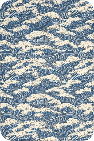 WC mat 60x90 cm - Antislip - Golven - Klassiek - Blauw - Toiletmat - Vloermat - Douchemat - Toilet tapijt - Toiletmatten