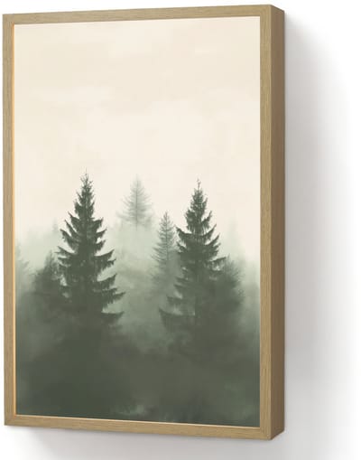 Wandlamp 40x60 cm - Oplaadbaar - Sparren - Bomen - Groen - Beige - Wandlampen binnen woonkamer - Slaapkamer lamp - Decoratieve nachtlamp - Vloerlamp draadloos