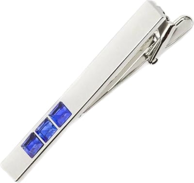 Fako Bijoux® - Dasspeld - Exclusive - Blue Stones - Blauwe Stenen - 61mm - Zilverkleurig