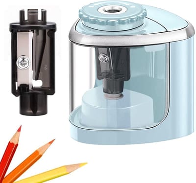 YAGXIG Elektrische Potloodslijper voor Kinderen - Snelslijpende Mesjes - Geschikt voor Maat 2/School/Klaslokaal/Kantoor/Thuis (Blauw)
