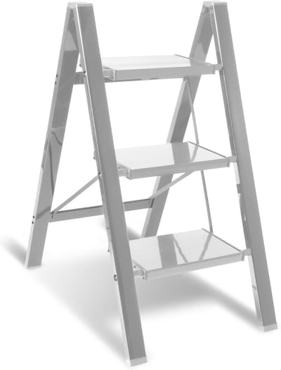 Aluminium Vouwladder 3 Treden - Inklapbare Huishoudladder met Antislip en 150 kg Belasting