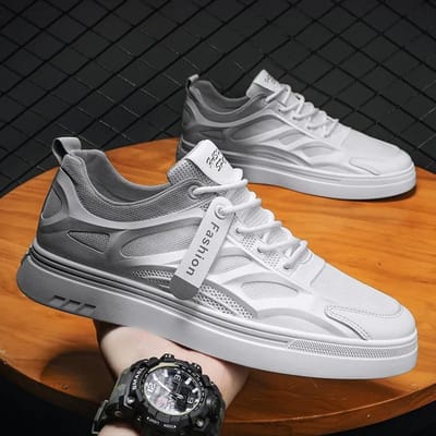 Mode Heren Casual Schoenen Lente Heren Sneakers Heren Gevulkaniseerde Schoenen Wit Alles-passende Schoenen Heren Flats Vetersluiting Platform Tennisschoenen 44 white