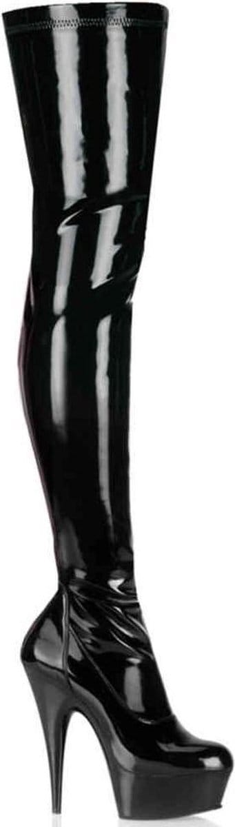 EU 36 = US 6 | DELIGHT-3000 | 6 Heel, 1 3/4 PF Thigh High Boot, Side Zip