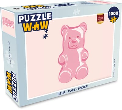 Puzzel Beer - Roze - Snoep - Legpuzzel - Puzzel 1000 stukjes volwassenen