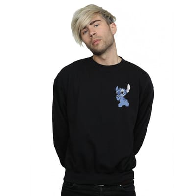 Disney Heren Lilo And Stitch Rugzijde Borst Print Sweatshirt (Zwart)