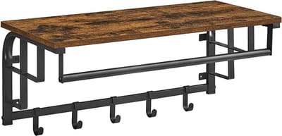 MIRA Home - Wandkapstok - Kapstok - Wandplank - Vintage - IJzer/MDF - 66x30x27