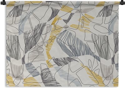 Wandkleed - Wanddoek - Line Art - Jungle - Patronen - Goud - 60x45 cm - Wandtapijt