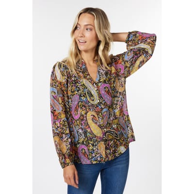 EsQualo Blouse V-neck Paisley Party Print Maat: 36 | Longsleeves Outlet | Dames