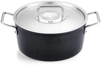 Fissler Adamant - Braadpan 24 cm – Zwart Aluminium met Slijtvaste Antiaanbaklaag - RVS Deksel
