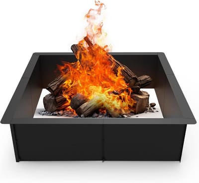 Vierkante Vuurkorf Ring - Kampvuur Cirkel - Buiten Koken - Verstevigd Staal - 86 cm buiten - Zwart