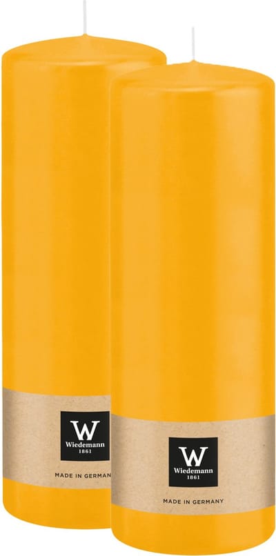 Wiedemann Cilinderkaars/stompkaars - 2x - geel - 20 x 7 cm - 103 branduren - zuilkaarsen