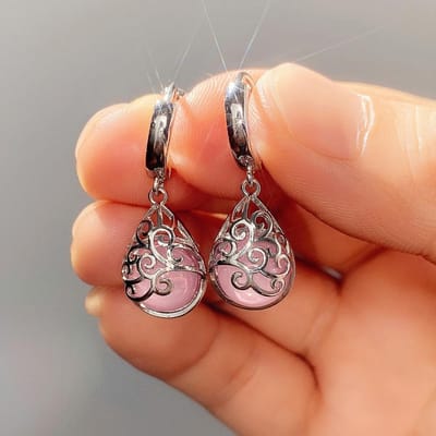 Huitan Prachtige Rode/Roze CZ Oorbellen voor Vrouwen Heldere Kleur Temperament Elegante Dames Oorbellen Verloving Bruiloft Feest Sieraden brown