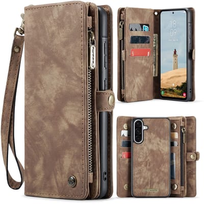 CaseMe Hoesje - Geschikt voor Samsung Galaxy A17 Hoesje - CaseMe 008 2-in-1 Book Case & Back Cover met Portemonnee - Bruin