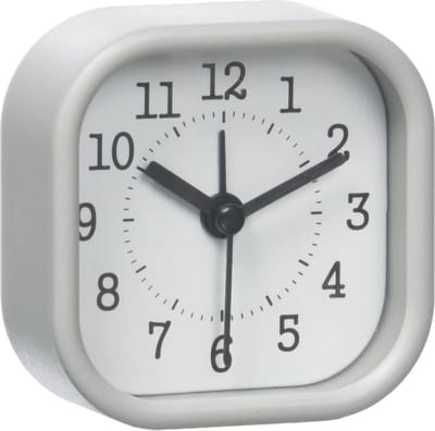analoge mini wekker, 60.1035.10, ideaal voor onderweg, reiswekker met alarm, klein en handig, pastelgrijs, (L) 52 x (B) 23 x (H) 52 mm