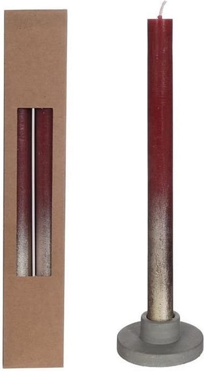 Dinner Kaarsen bordeaux met Goude Spray Ø2.1/h. 25cm (1 set)
