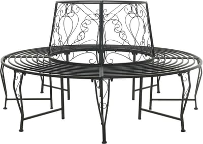 vidaXL - Boom - Bank - 8-Aantal - zitplaatsen - Ø - 160 - x - 89 - cm - Staal - Zwart - Rond