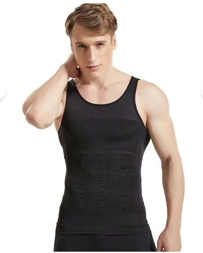 San-Livia - Corrigerend Hemd Mannen - Body Buik Shapewear Shirt - Slim Waist Shaper - Mode - Body Shaper - Mouwloos - Zwart - L