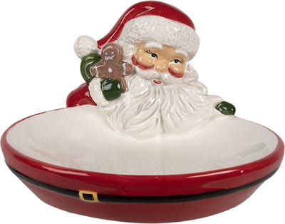 Clayre & Eef Decoratie schaal 19x16x10 cm Rood Keramiek Kerstman