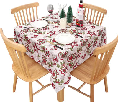 Kersttafelkleed - Voor kersttafel en feestdecoratie - Water- en oliebestendig, afveegbaar - Polyester - Star Style-132x132cm