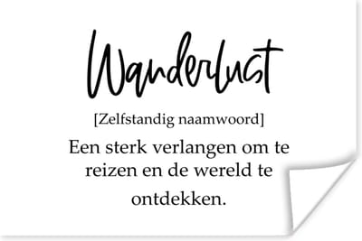 Poster Spreuken - Quotes - Een sterk verlangen om te reizen - Wanderlust - Reis - 180x120 cm XXL