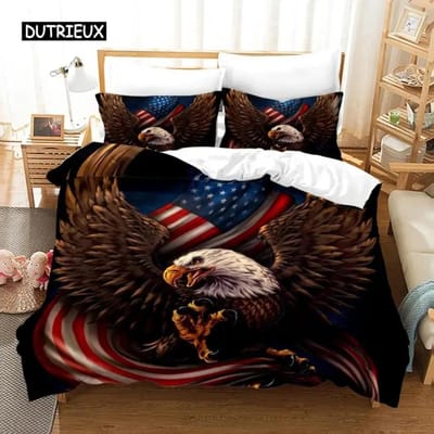 Amerikaanse Vlag Dekbedovertrek Set Microvezel Rood Wit Streep Decor Beddengoed Set Onafhankelijkheidsdag Vrijheid Thema Dekbedovertrek voor Tieners 70x133cm 2pcs