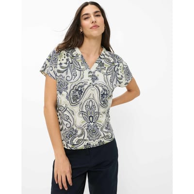 loose fit T-shirt van mix van katoen en modal model 'CAELEN S'