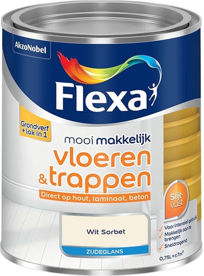 Flexa - Mooi Makkelijk Vloeren & Trappen Zijdeglans - Wit Sorbet - Mengverf - 750 Ml