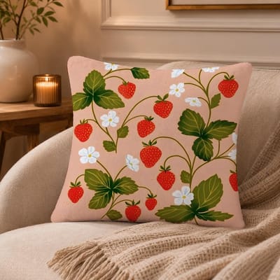 aardbeien Kussenhoes Anti-huisstofmijt Kussensloop Onzichtbare rits zijdezacht kort pluche Bankkussenhoes 50x50cm